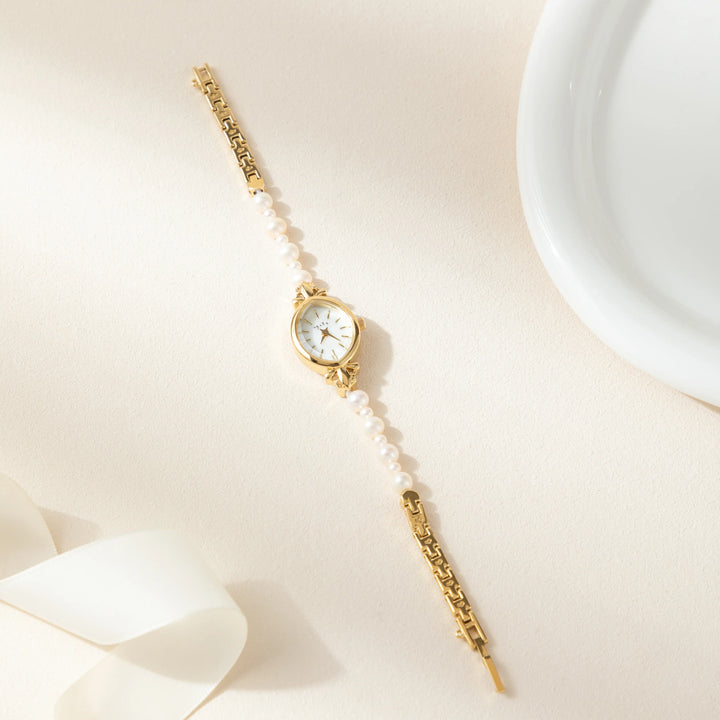 Élise | Vintage Parelhorloge in Goud