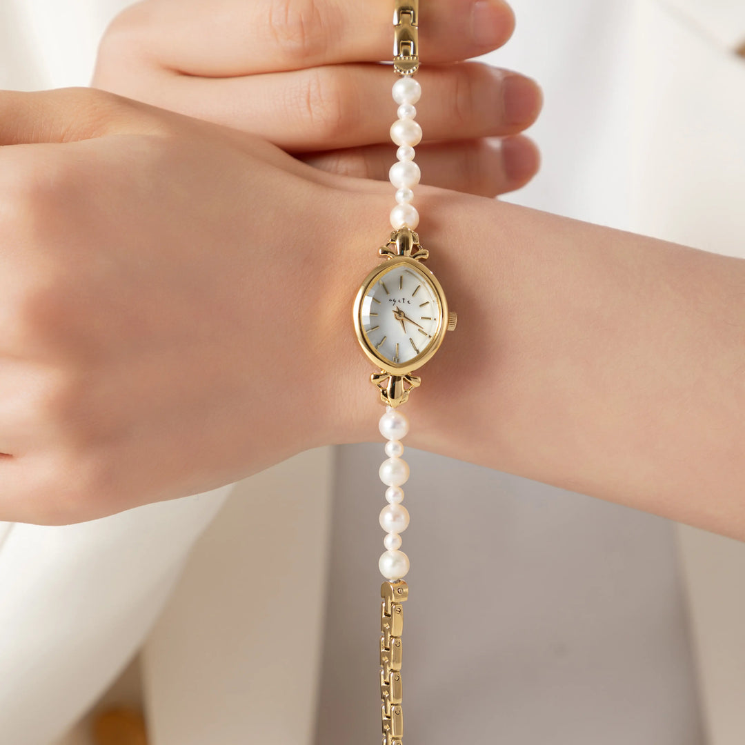 Élise | Vintage Parelhorloge in Goud