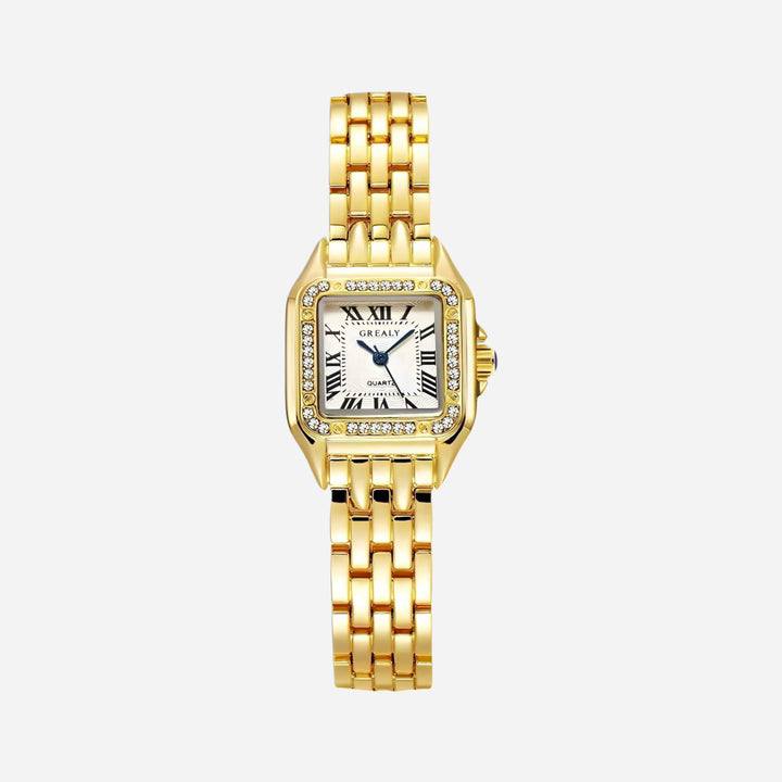 Charlotte | Vintage Vierkant Horloge in Goud