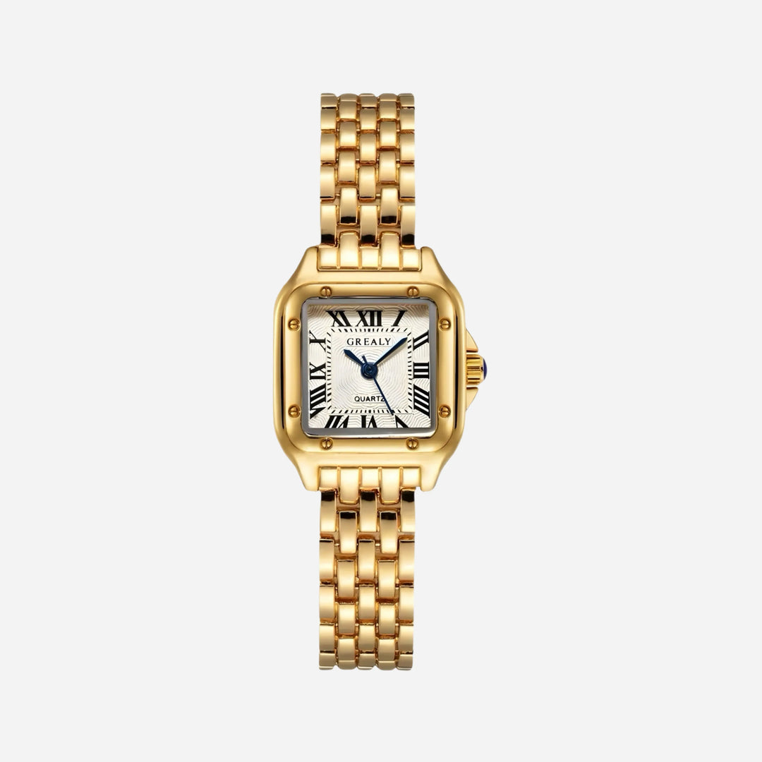 Charlotte | Vintage Vierkant Horloge in Goud