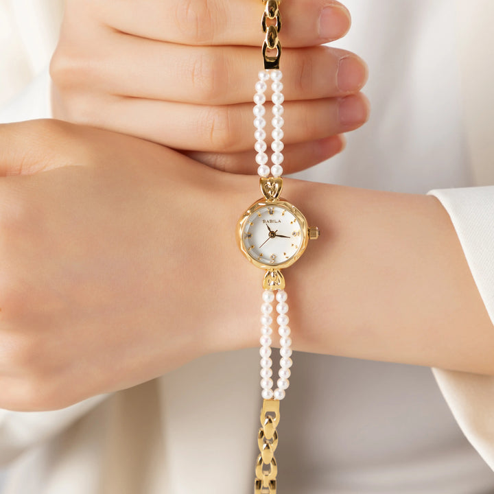 Aurélie | Parelhorloge met Gouden Details