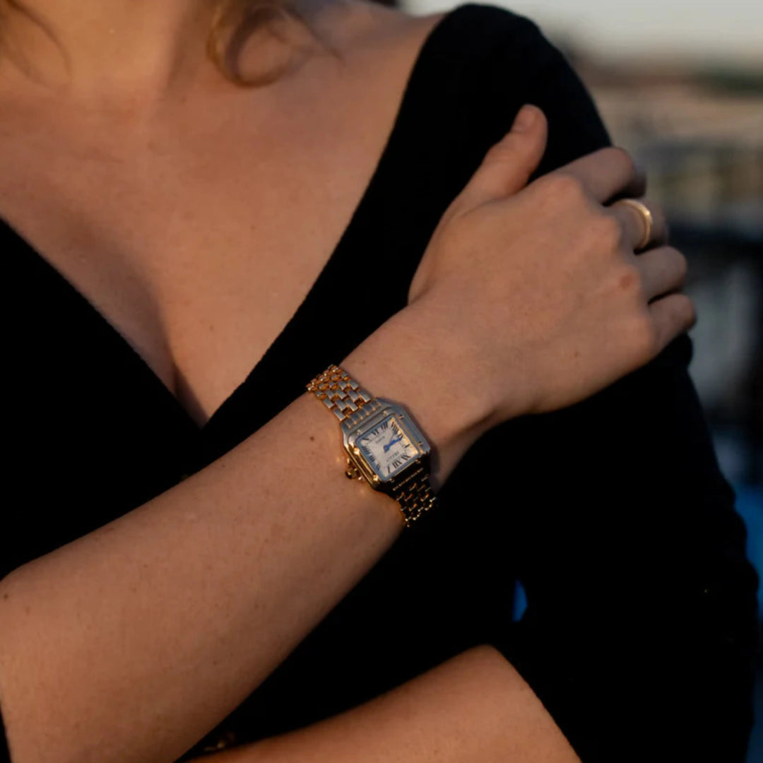 Charlotte | Vintage Vierkant Horloge in Goud