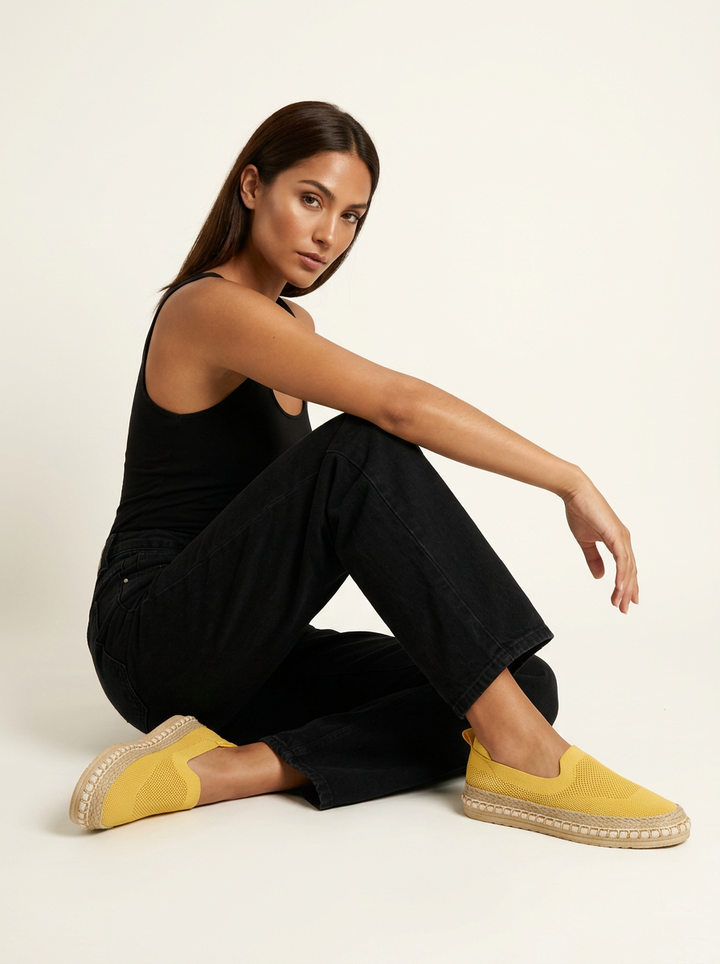 Ademende knit espadrille instappers – Mireille