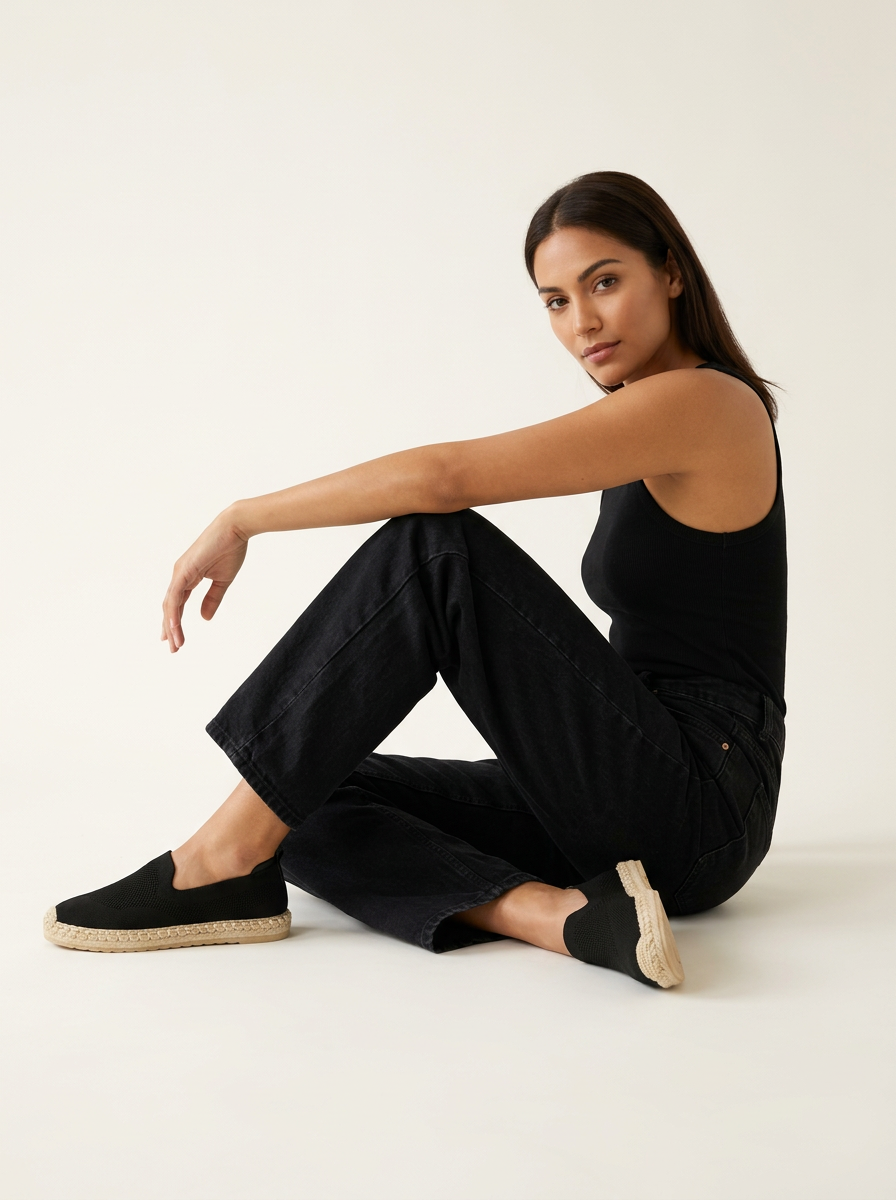 Ademende knit espadrille instappers – Mireille