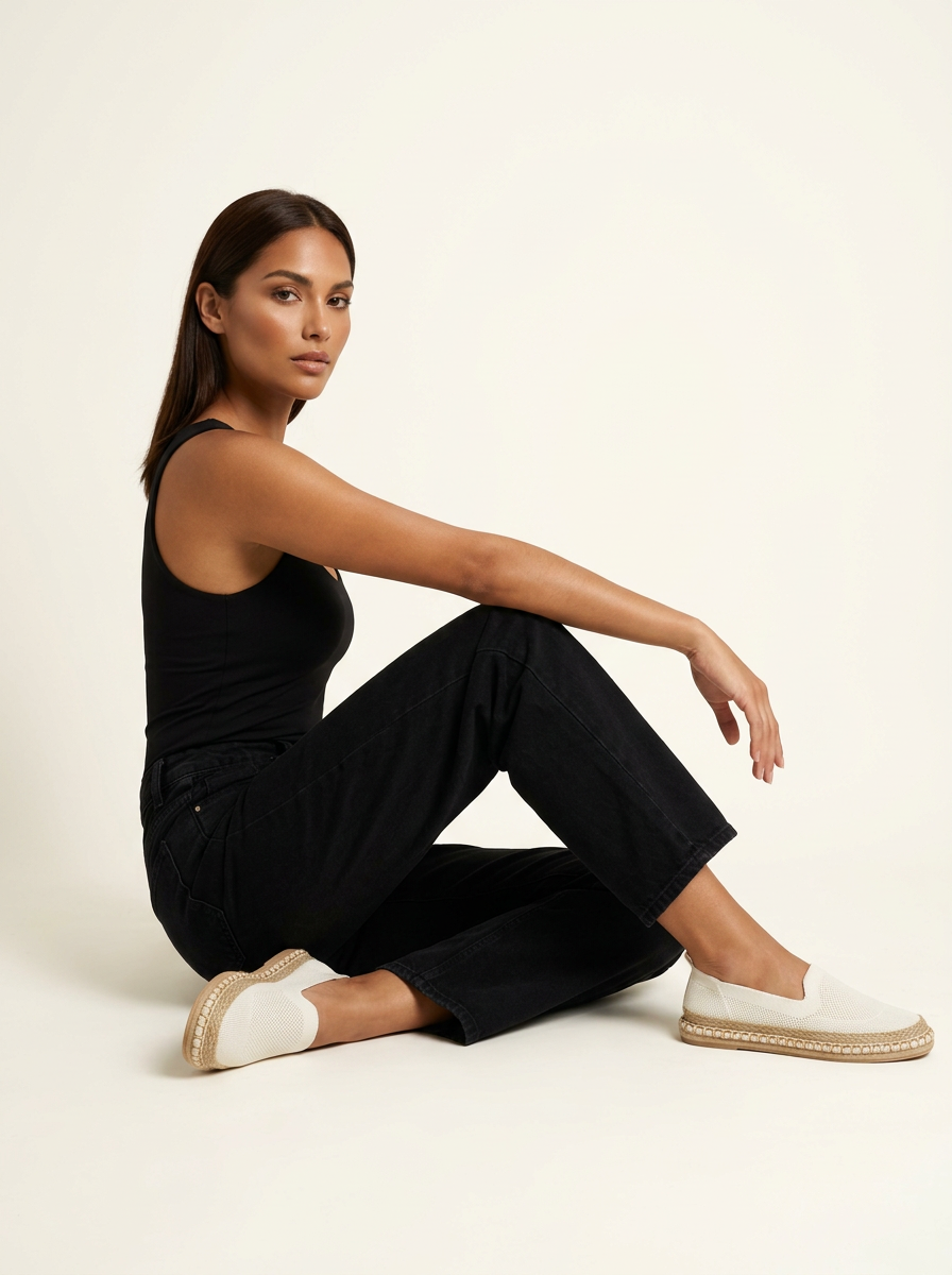 Ademende knit espadrille instappers – Mireille