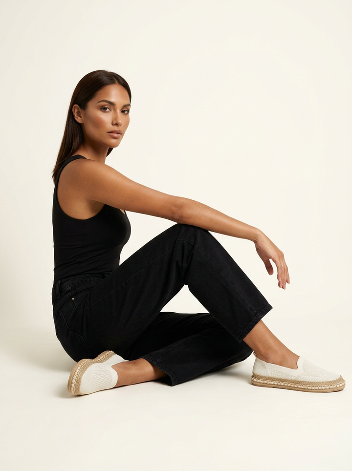 Ademende knit espadrille instappers – Mireille