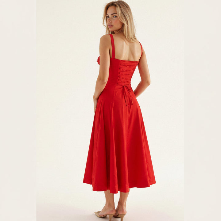 Bloemenprint bustier midi jurk met split - Margaret