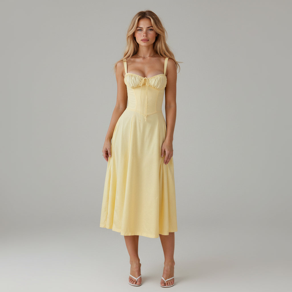 Bloemenprint bustier midi jurk met split - Margaret
