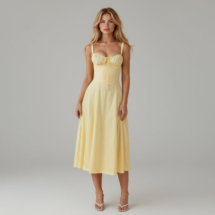 Bloemenprint bustier midi jurk met split - Margaret