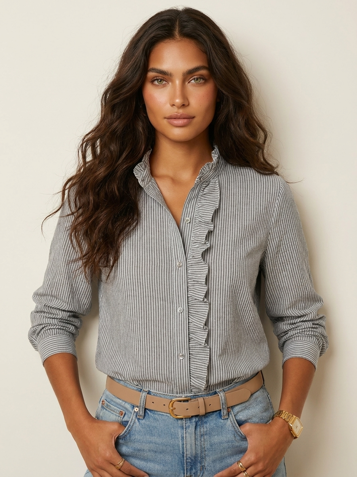 Blouse met ruches en elegante kraag - Charlotte
