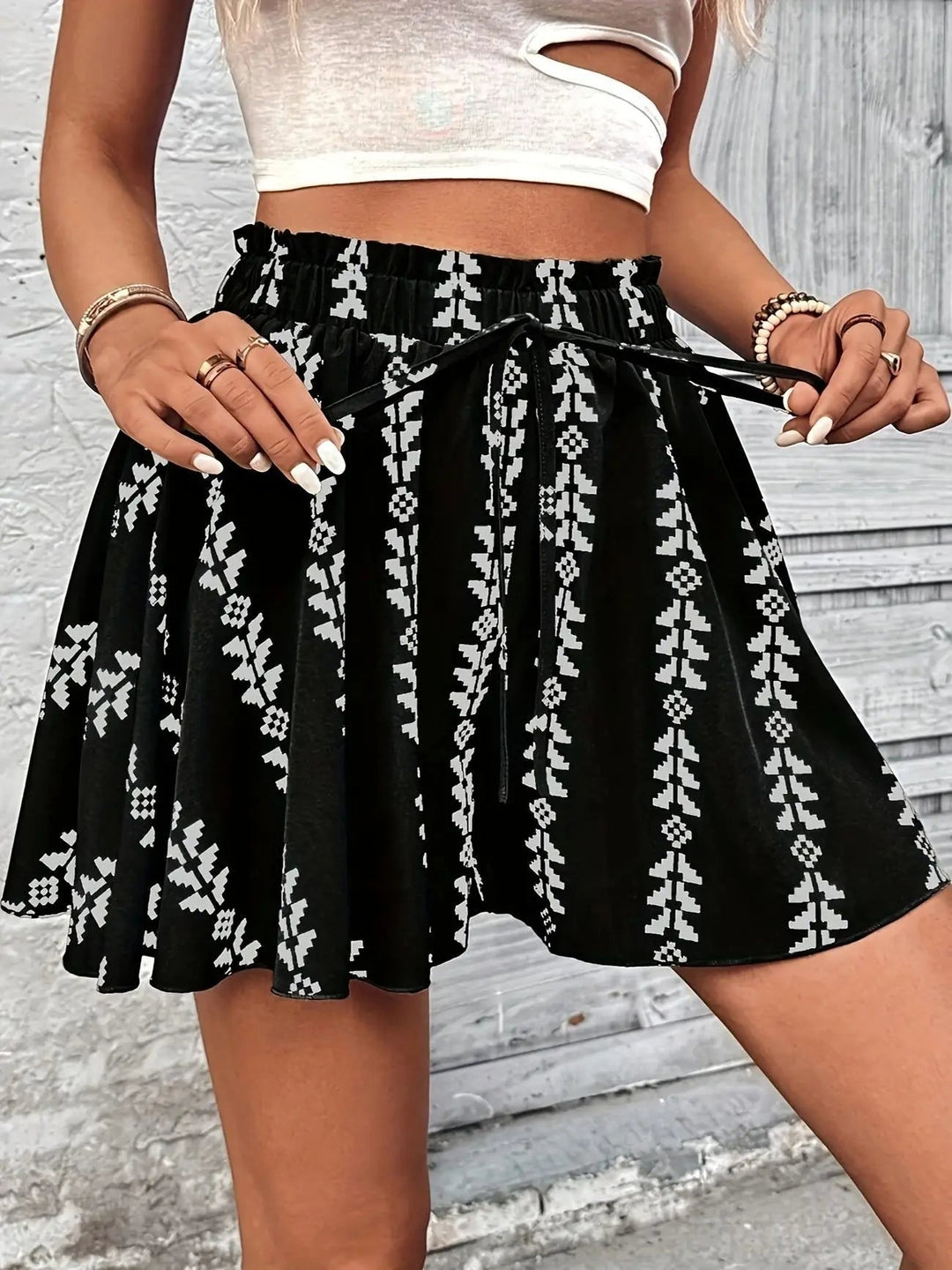 Boho flare dames short met print – Alina