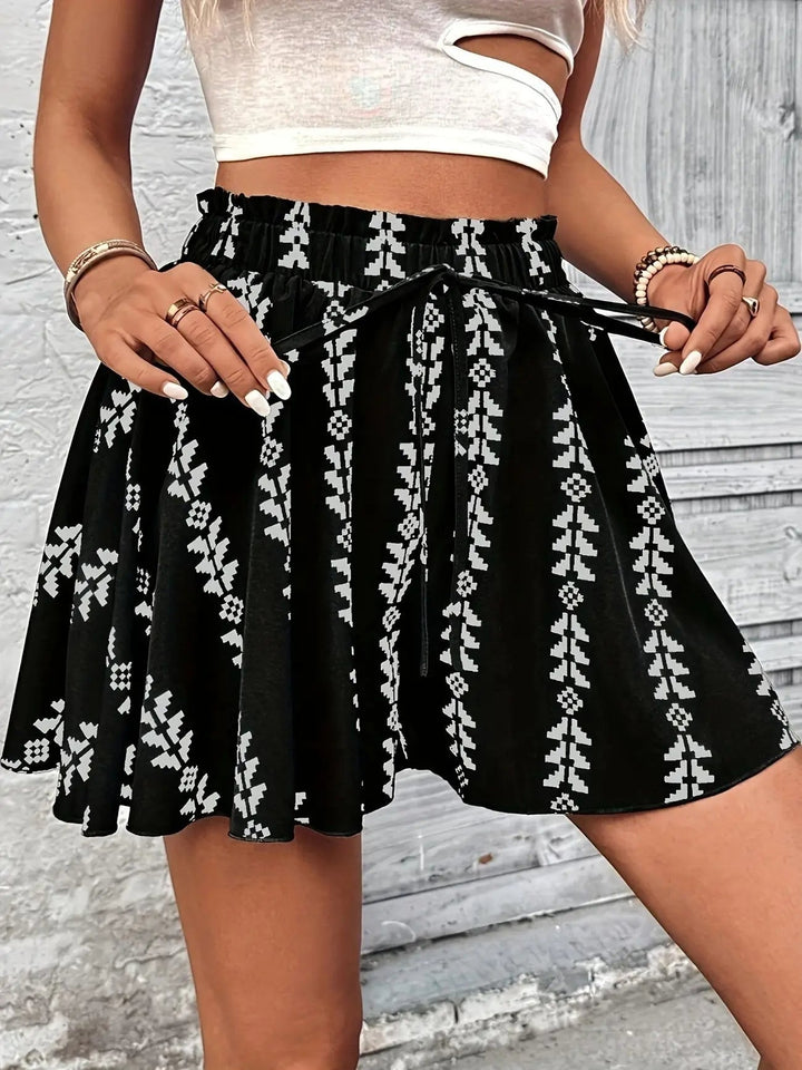 Boho flare dames short met print – Alina