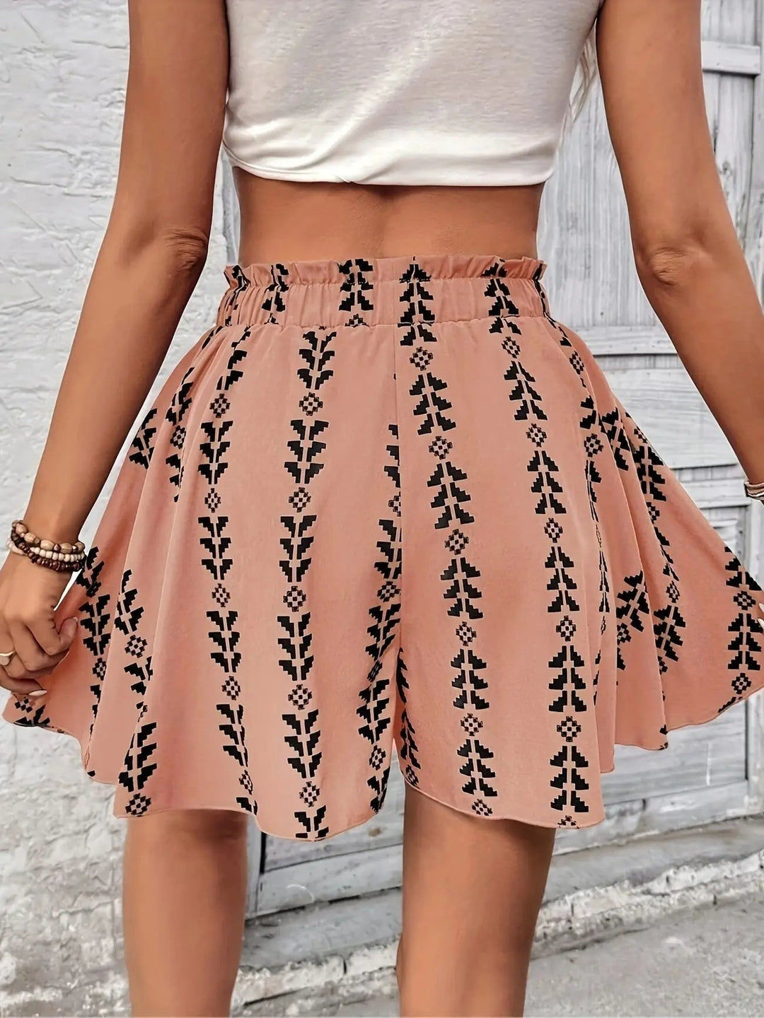 Boho flare dames short met print – Alina