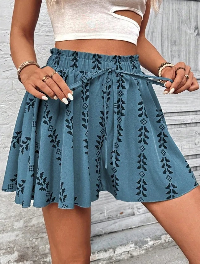 Boho flare dames short met print – Alina