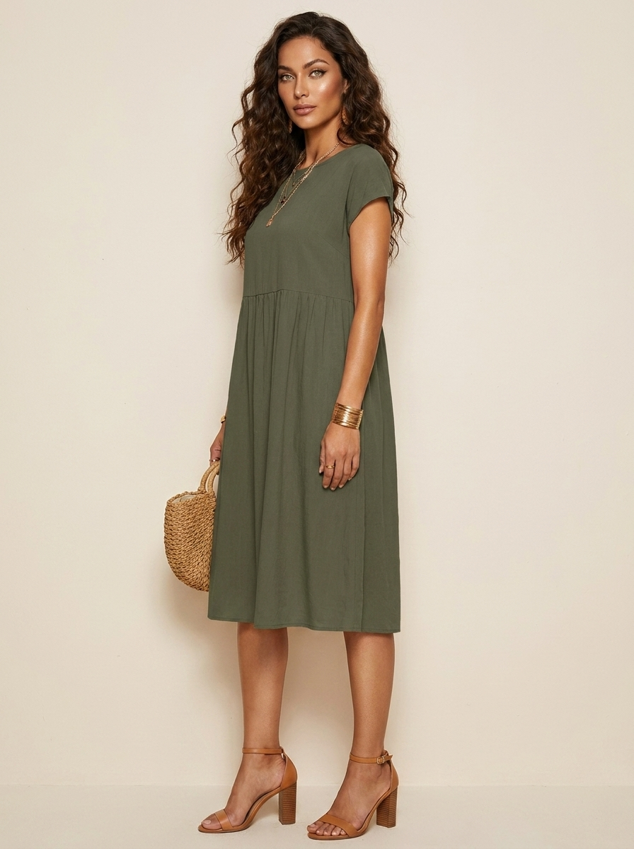 Casual midi jurk met zakken - Luna