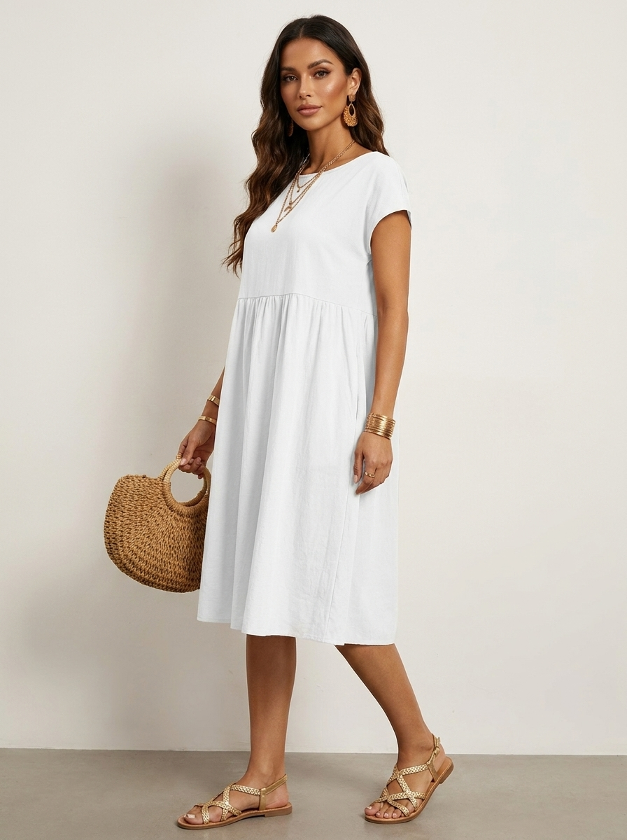 Casual midi jurk met zakken - Luna