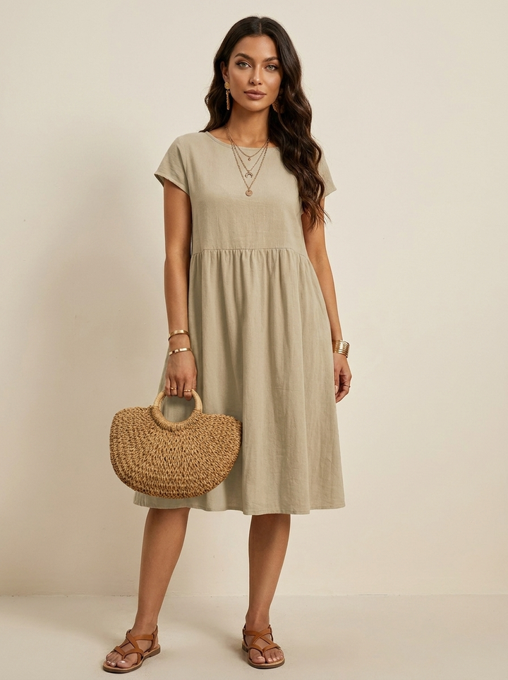 Casual midi jurk met zakken - Luna
