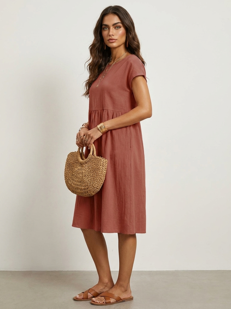 Casual midi jurk met zakken - Luna