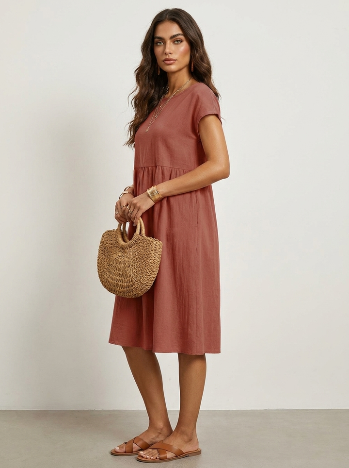 Casual midi jurk met zakken - Luna