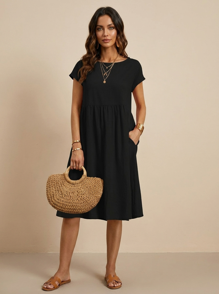 Casual midi jurk met zakken - Luna