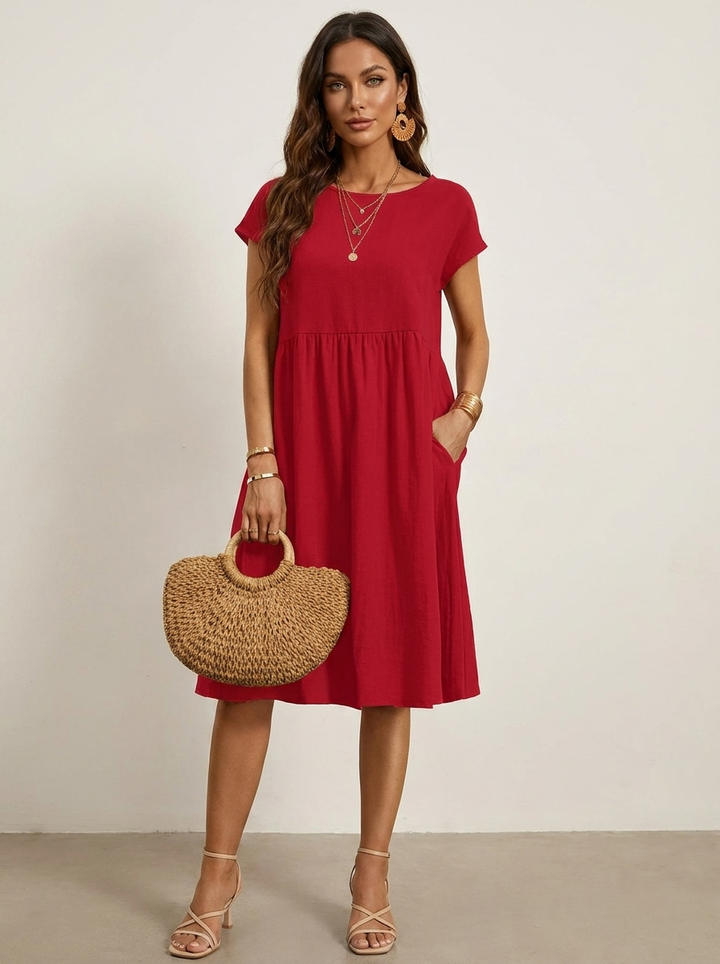 Casual midi jurk met zakken - Luna