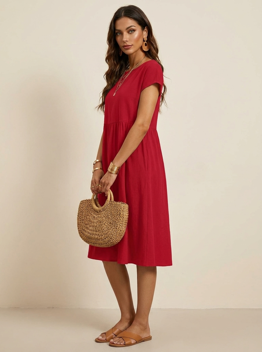 Casual midi jurk met zakken - Luna