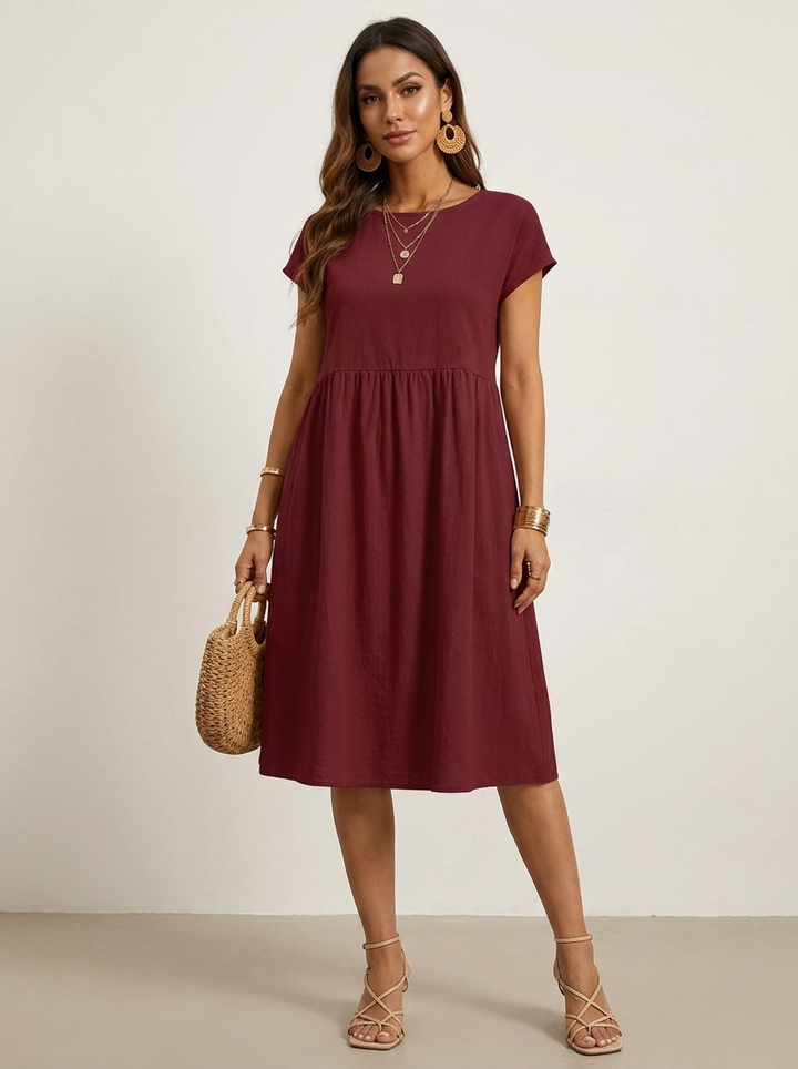 Casual midi jurk met zakken - Luna