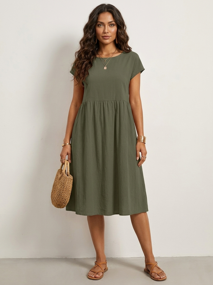 Casual midi jurk met zakken - Luna