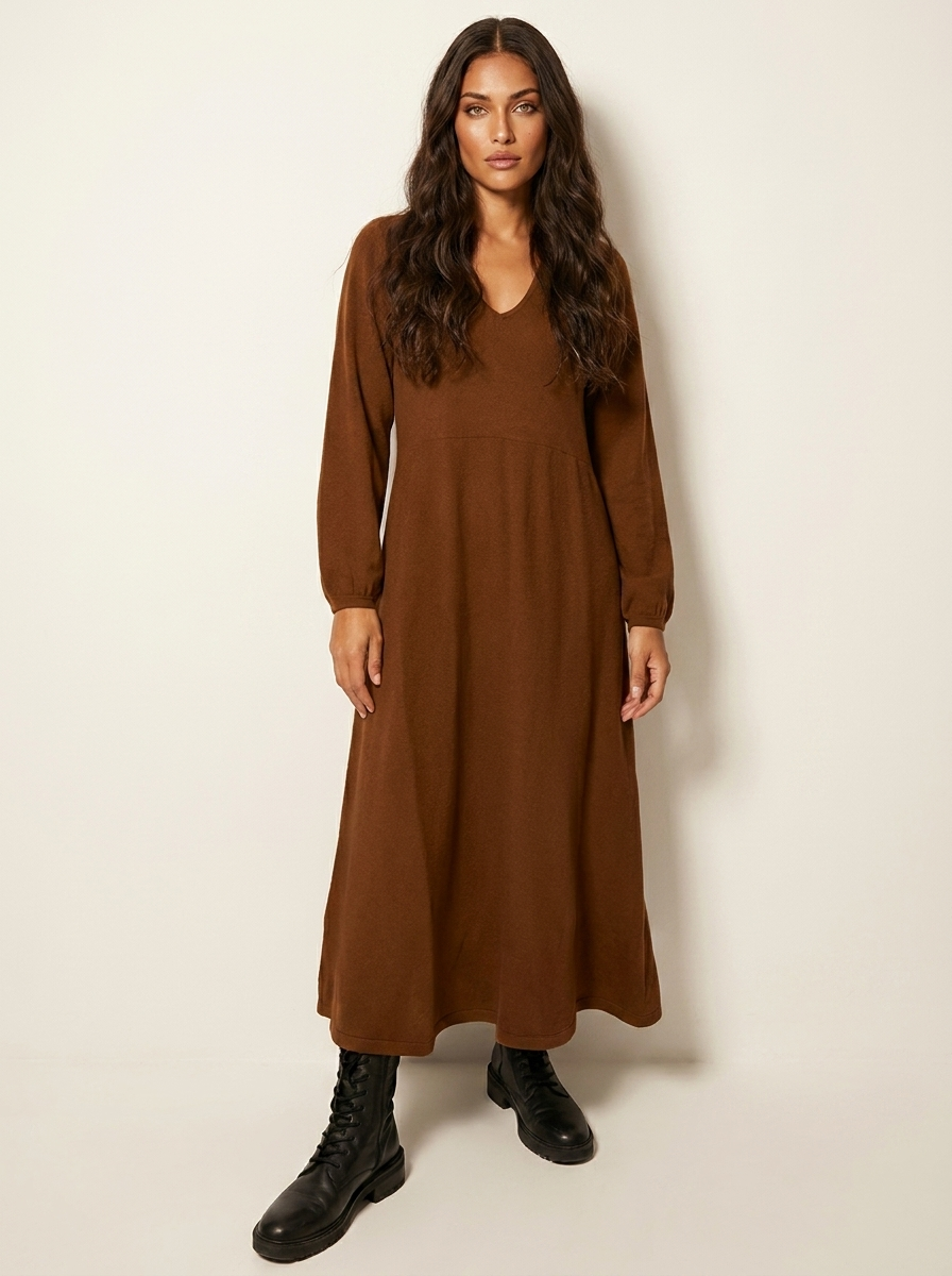 Comfortabele maxi jurk met V-hals - Lotte