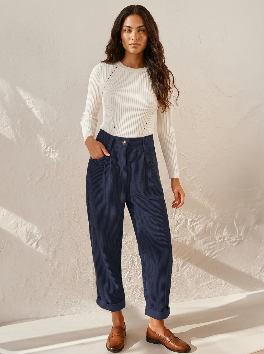 Corduroy broek hoge taille - Lisette