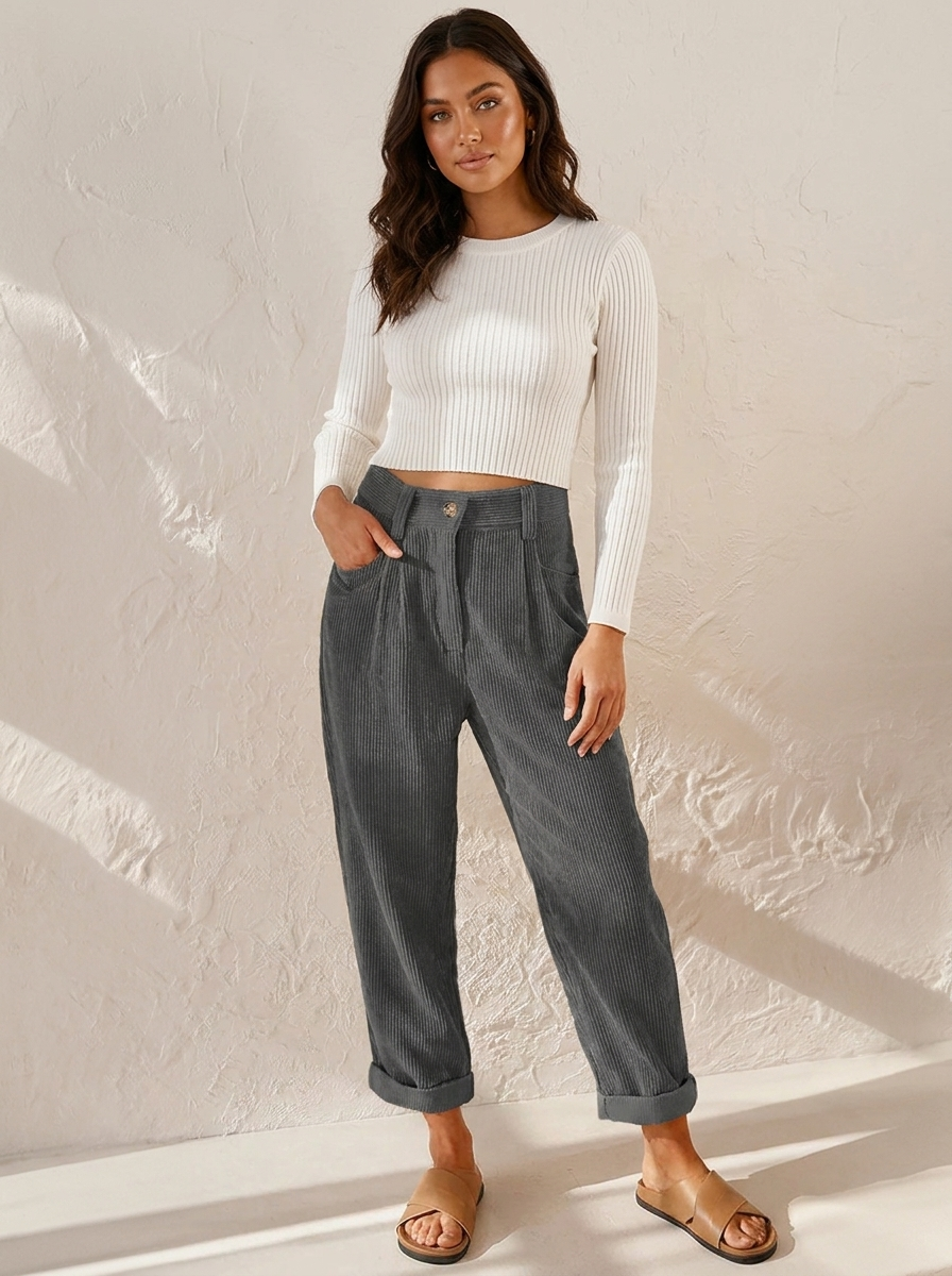 Corduroy broek hoge taille - Lisette