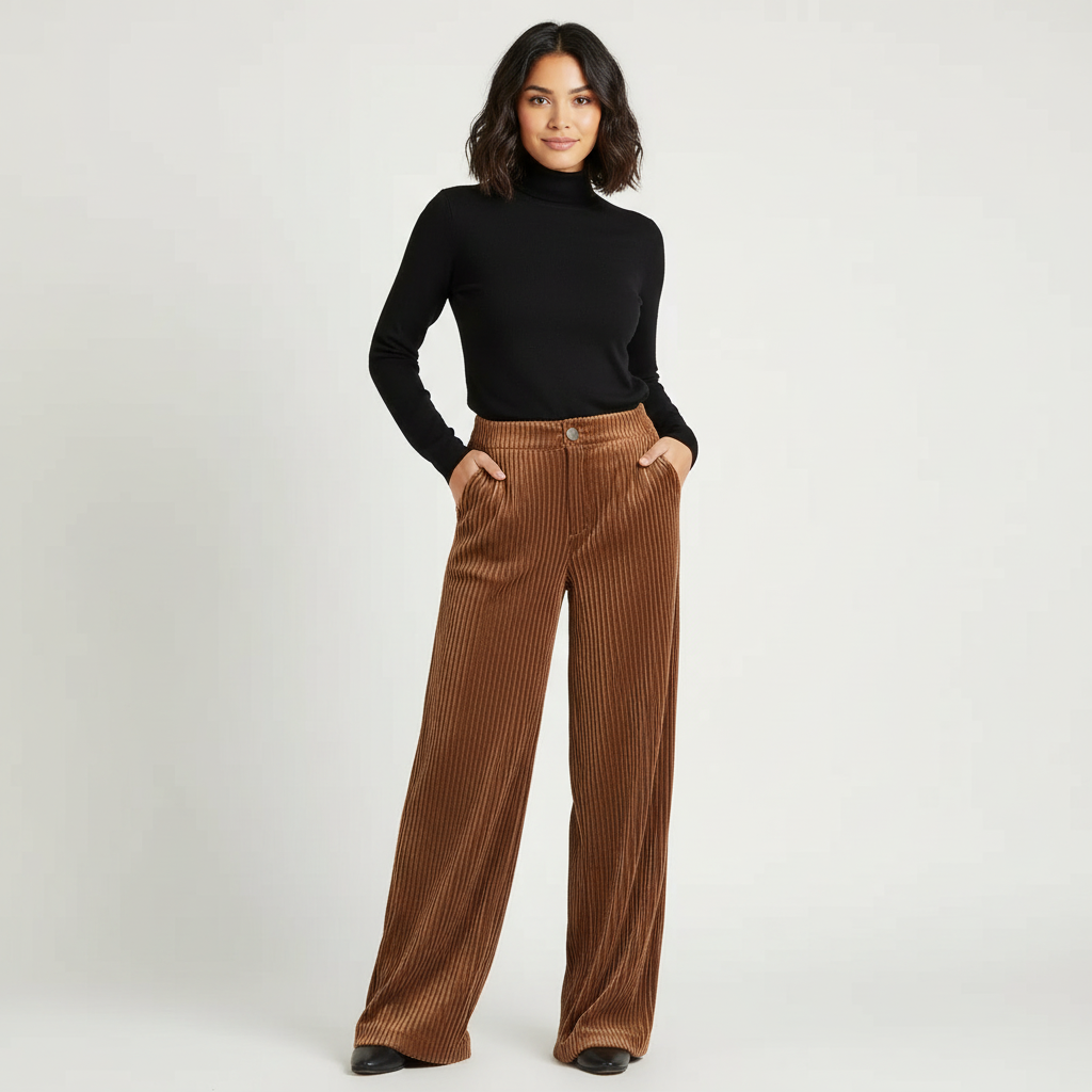 Corduroy pantalon met hoge taille – Aveline