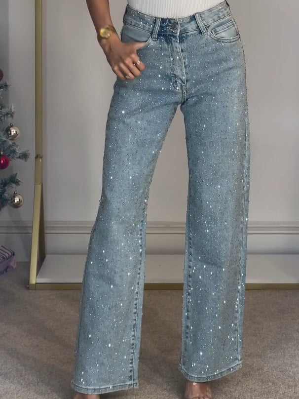 Crystal Glam Wide Leg Jeans - Nova