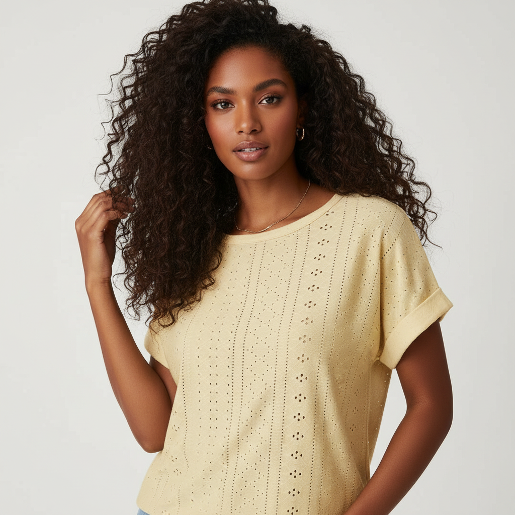 Dames geborduurde top met korte mouwen – Isaure