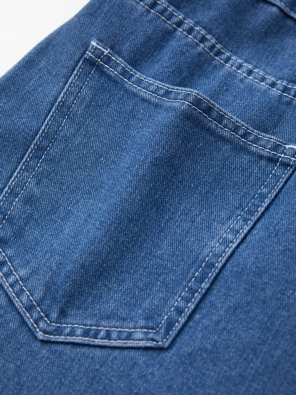 Denim tuinbroek met wijde pijpen en verstelbare bandjes