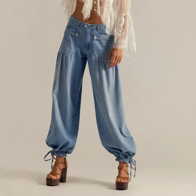 Denim harem jogger dames – Santi