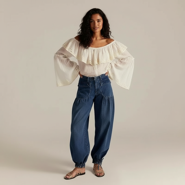 Denim harem jogger dames – Santi