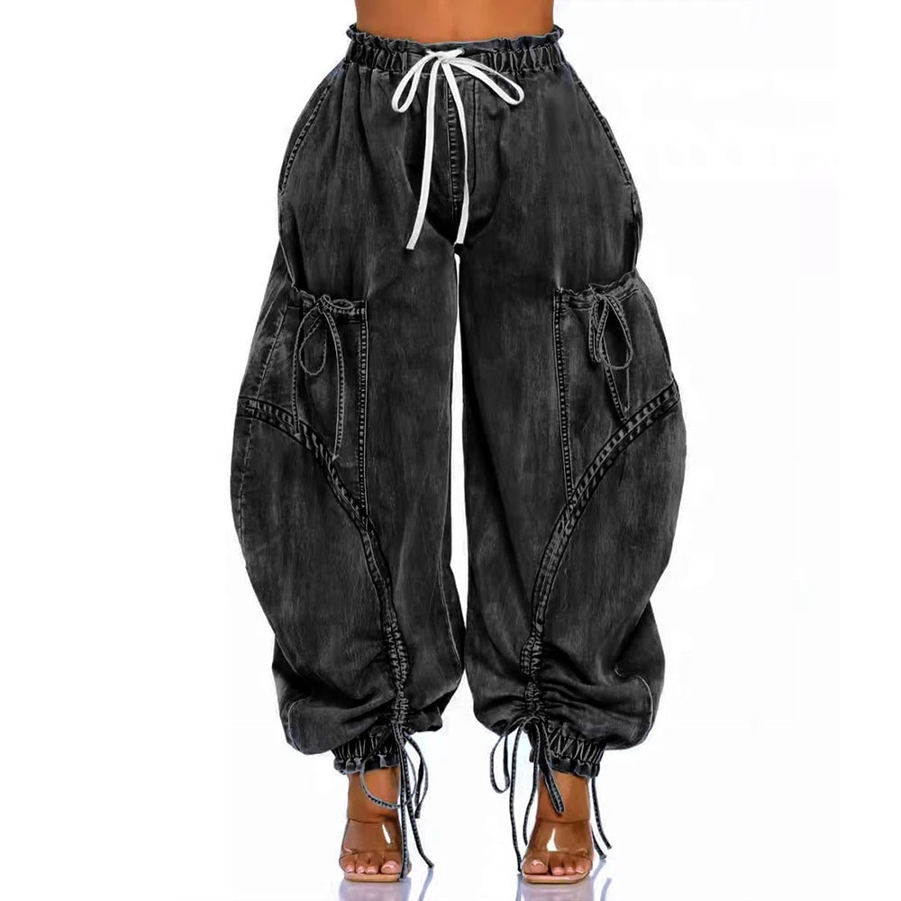 Drawcord denim jogger dames – Runway
