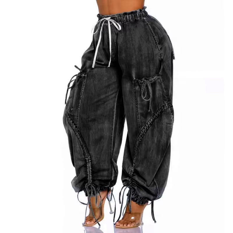 Drawcord denim jogger dames – Runway