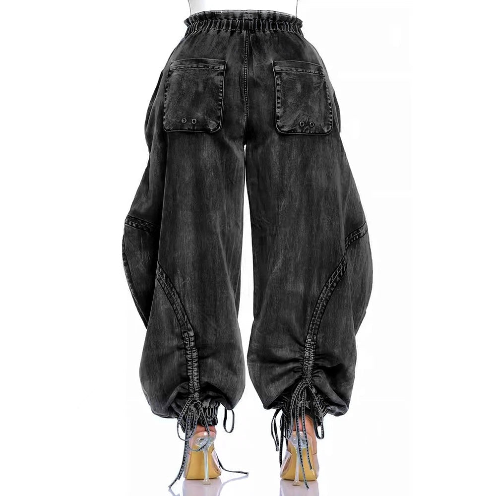 Drawcord denim jogger dames – Runway