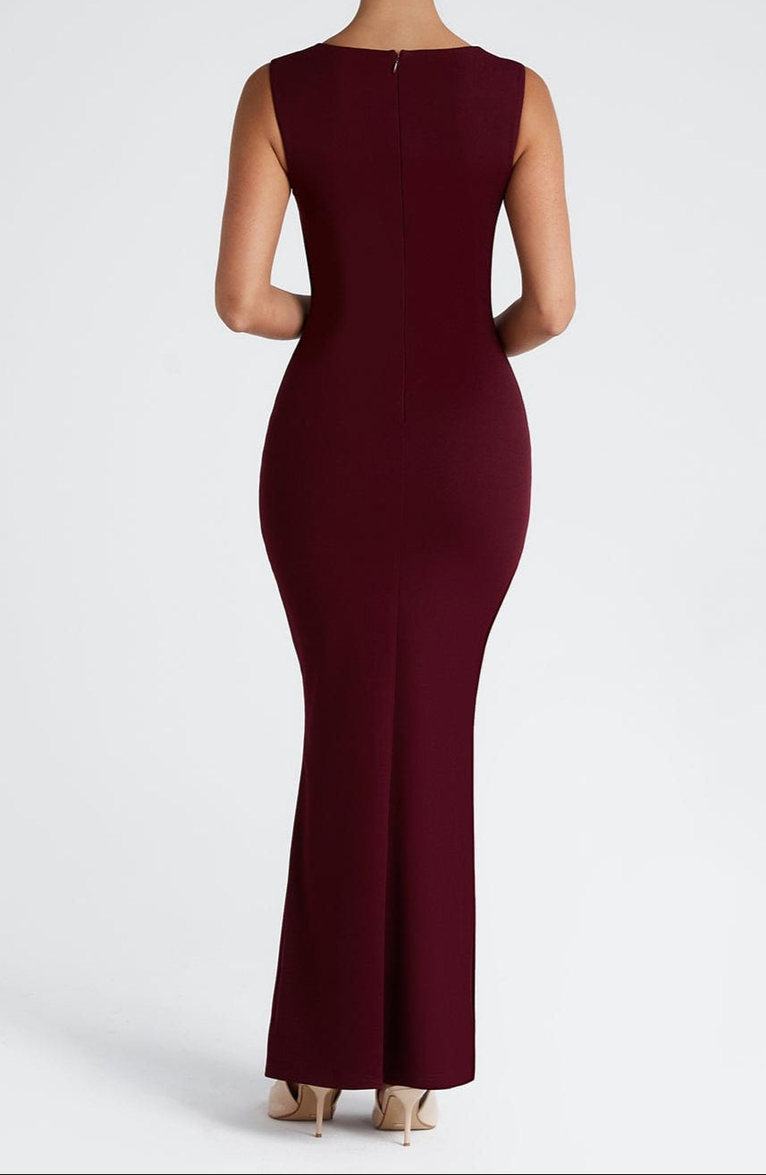 Elegante bordeaux maxi jurk - Serena