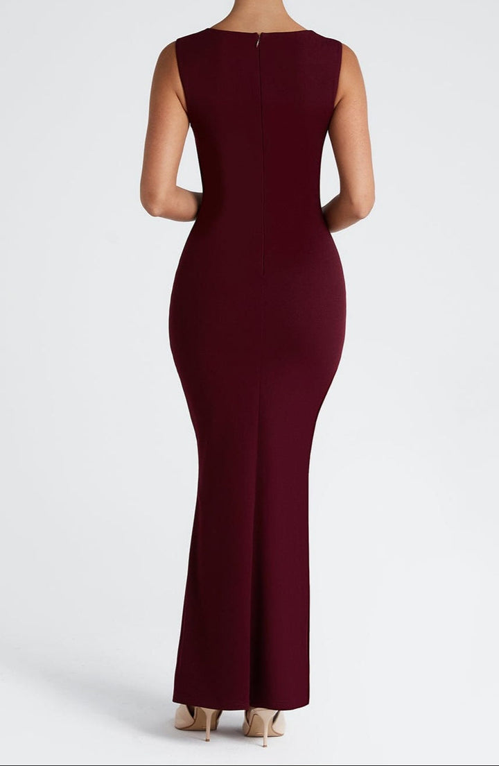 Elegante bordeaux maxi jurk - Serena