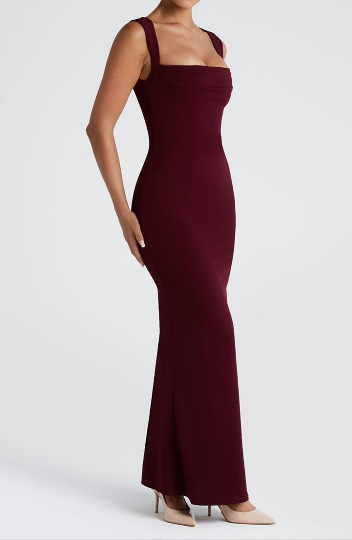 Elegante bordeaux maxi jurk - Serena