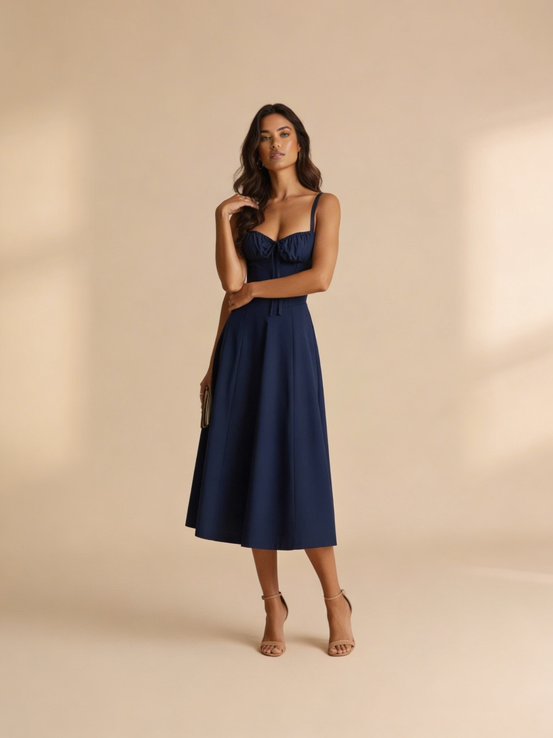 Elegante bustier midi jurk met bloemenprint – Nora