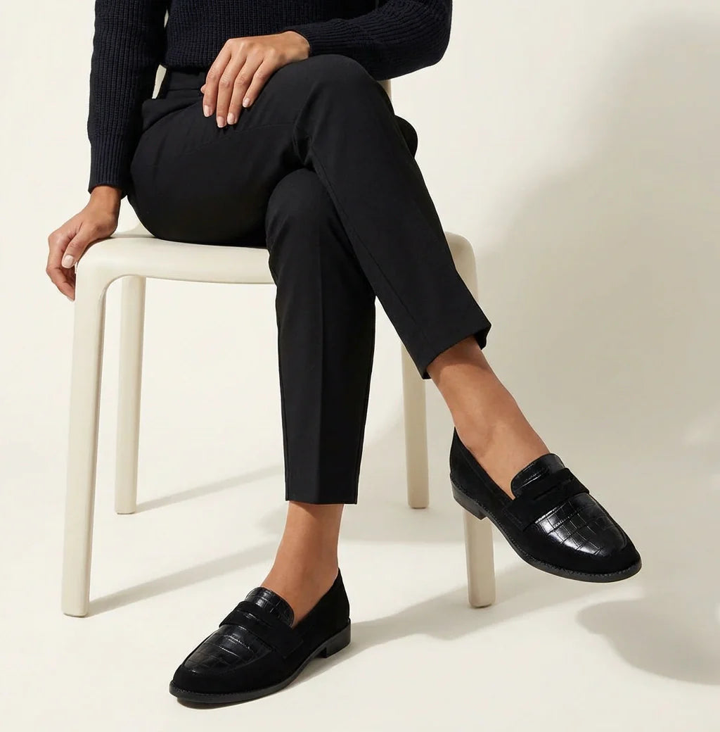 Elegante dames loafers met crocoprint - Adrienne