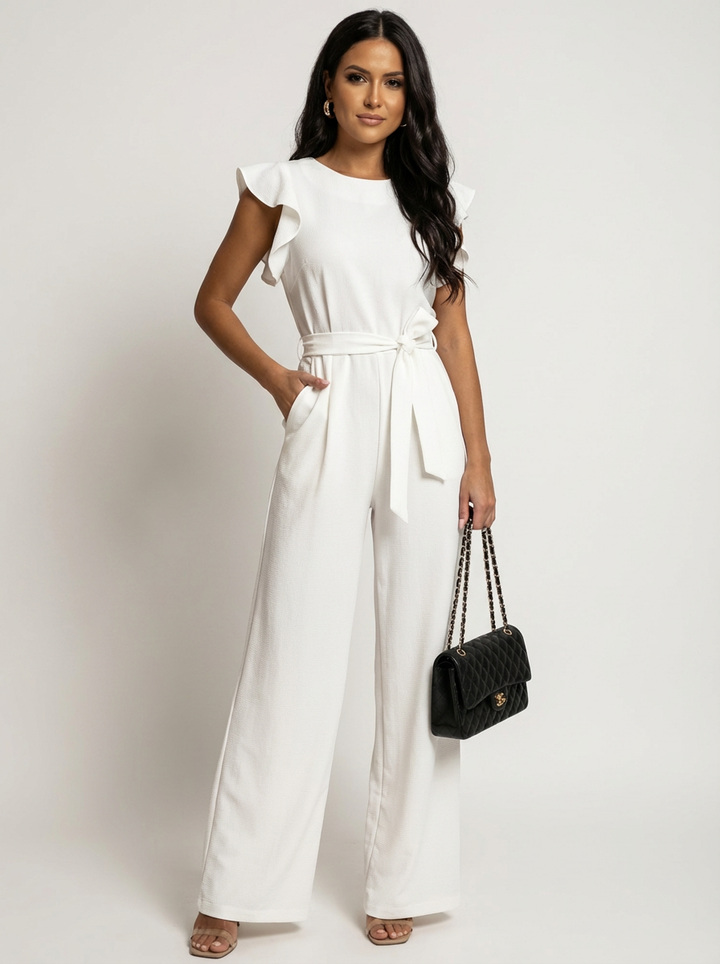 Elegante dames jumpsuit met ruffle mouwen – Valérie