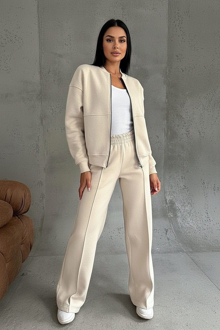 Elegante lounge set met rits en wijde broek - Noa
