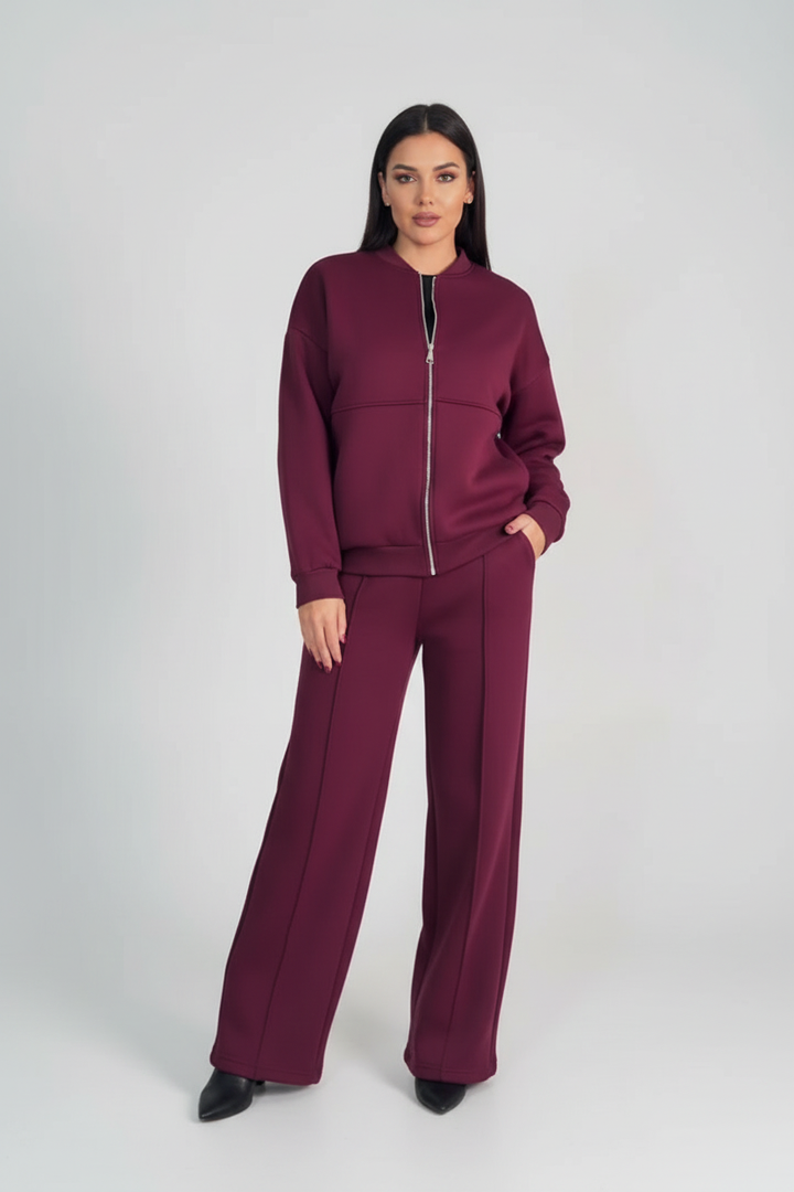 Elegante lounge set met rits en wijde broek - Noa