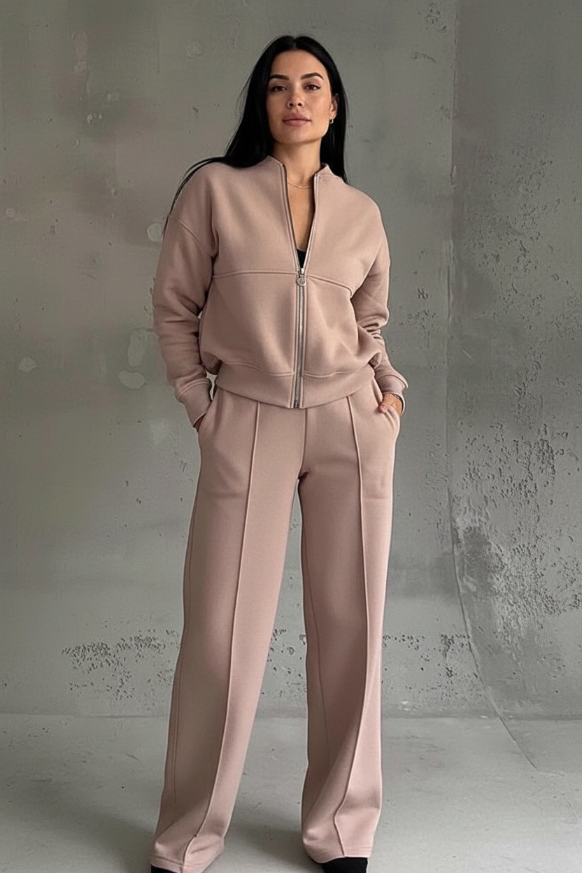 Elegante lounge set met rits en wijde broek - Noa