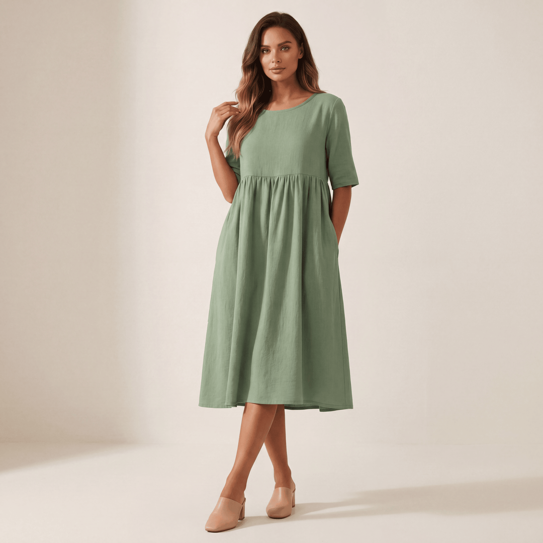 Elegante midi jurk met halve mouwen – Amélie